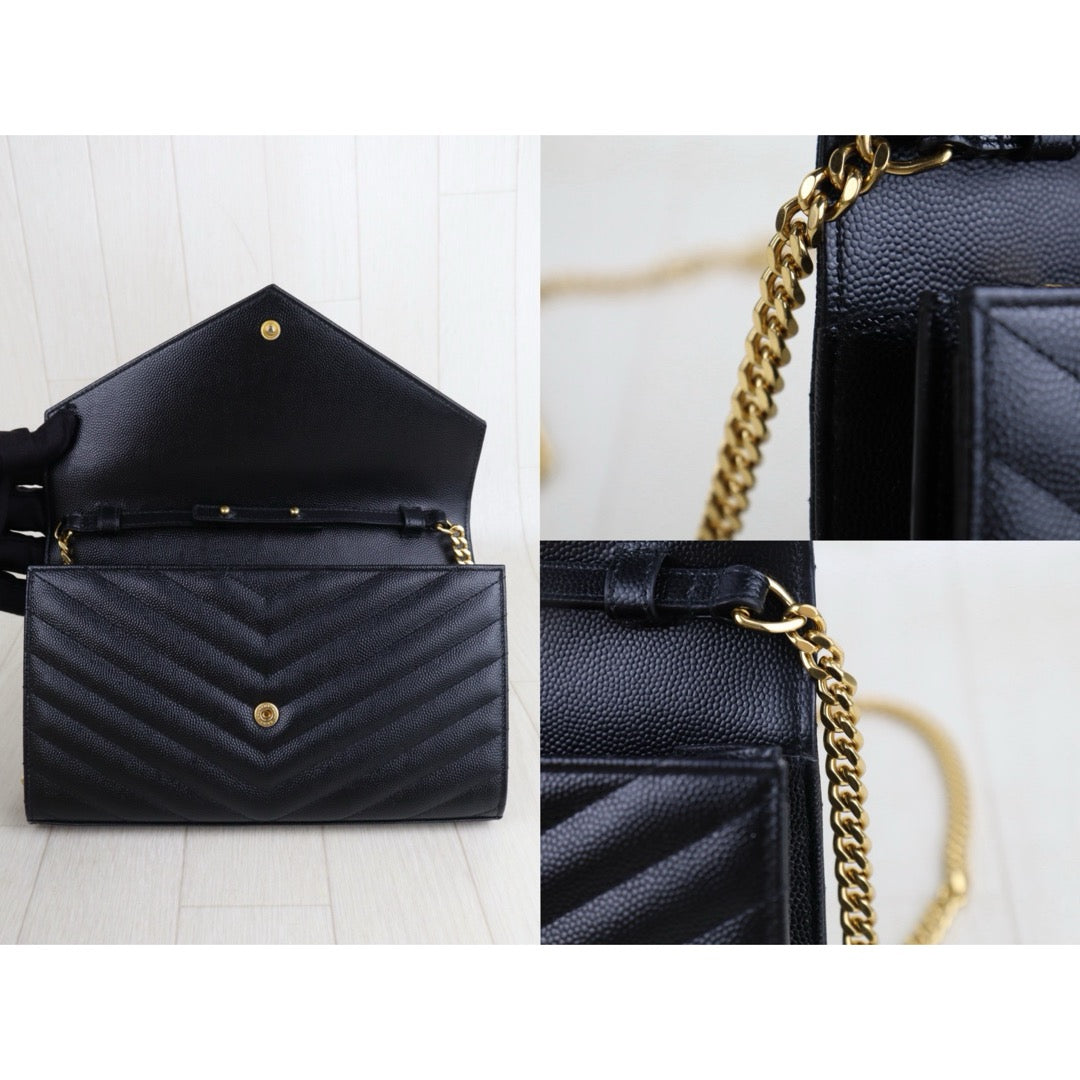Very Good ( Rank A)｜  Full Set Saint Laurent YSL Caviar Skin Shoulder Bag Black MM｜S25110302