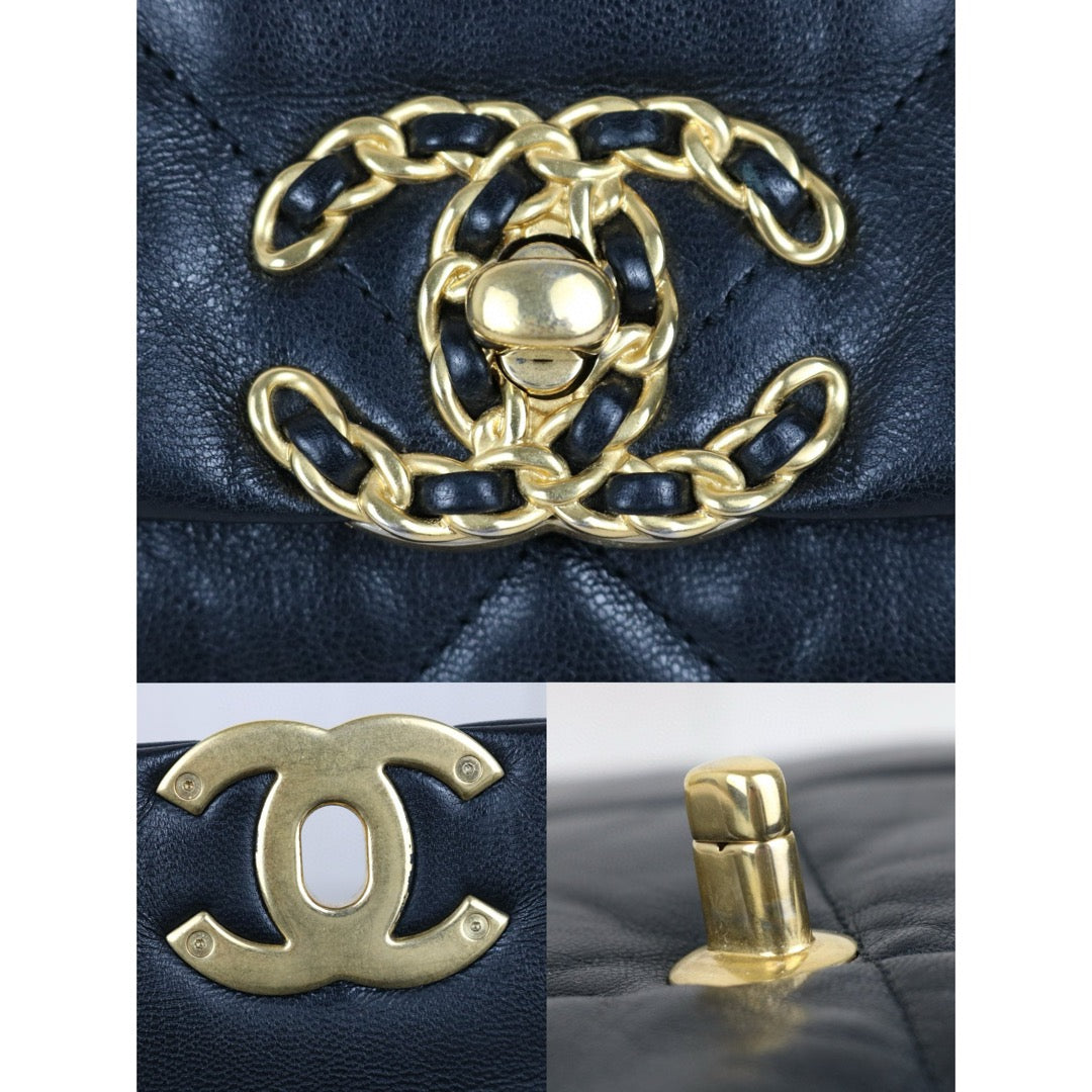 Very Good ( Rank A) ｜ CHANEL Lamb Skin Chain Single Flap 19 Maxi Shoulder Bag Black Made in 2020-2021Year｜ B25012203