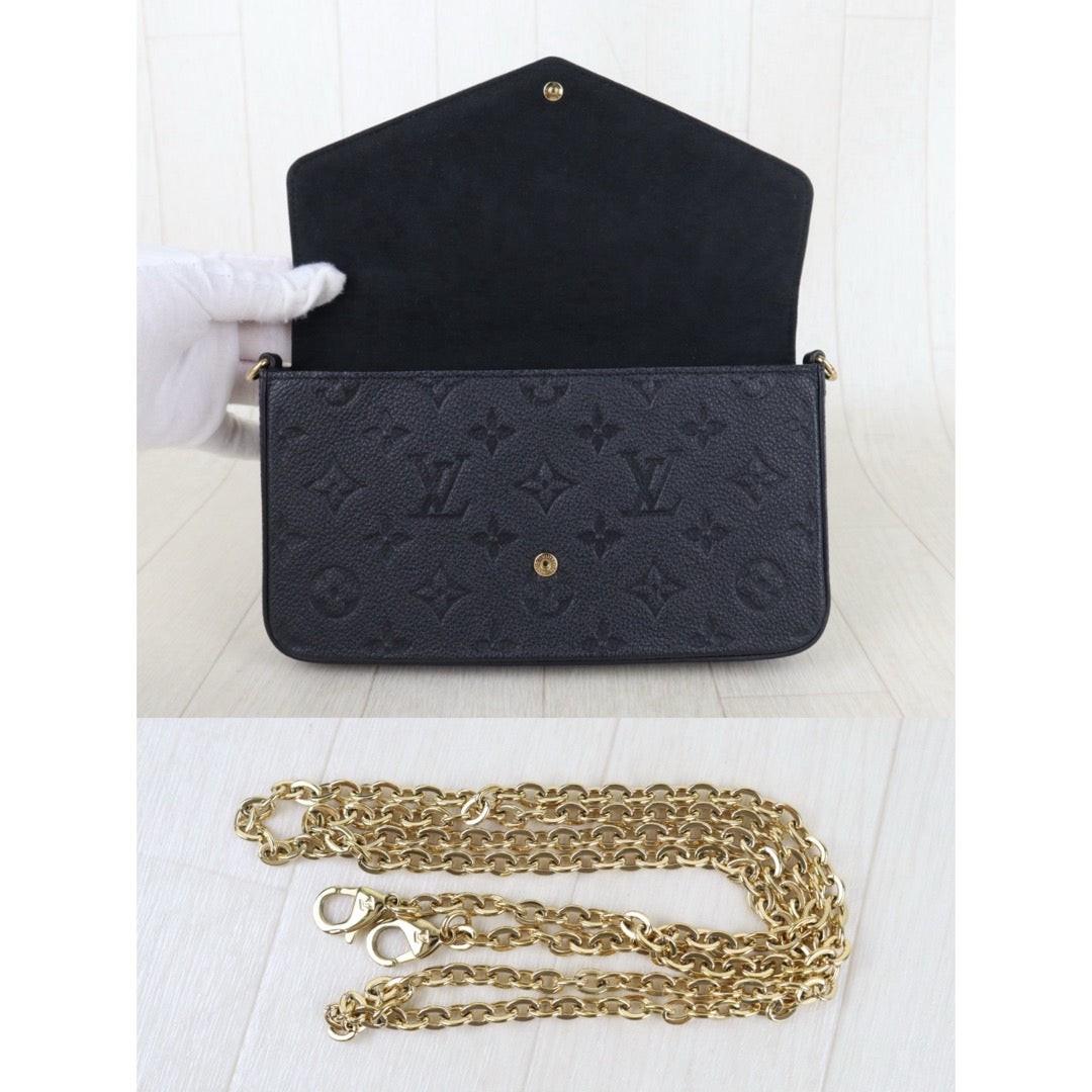 Include Entrupy Certificate of Authenticity｜Very Good ( Rank A)｜Full Set Louis Vuitton Monogram Empreinte Pochette Felicie Shoulder Bag Black  IC Chips Model｜S26060132