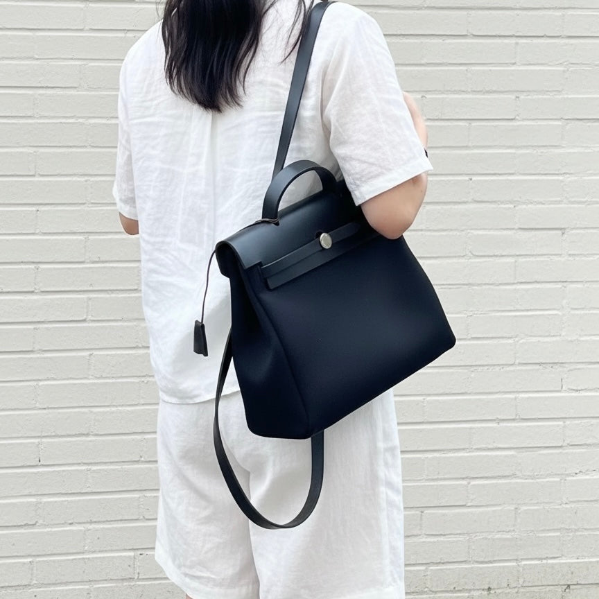 Include Entrupy Certificate of Authenticity｜Good ( Rank AB)｜ HERMES Black Herbag A Dos Zip Retoume Backbag □G Stamp Made in 2003Year｜Y26051527