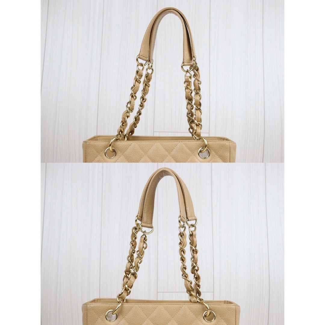 Good ( Rank AB) ｜ CHANEL Matrasse PST Chain Tote Bag Caviar Skin Beige ｜23120510