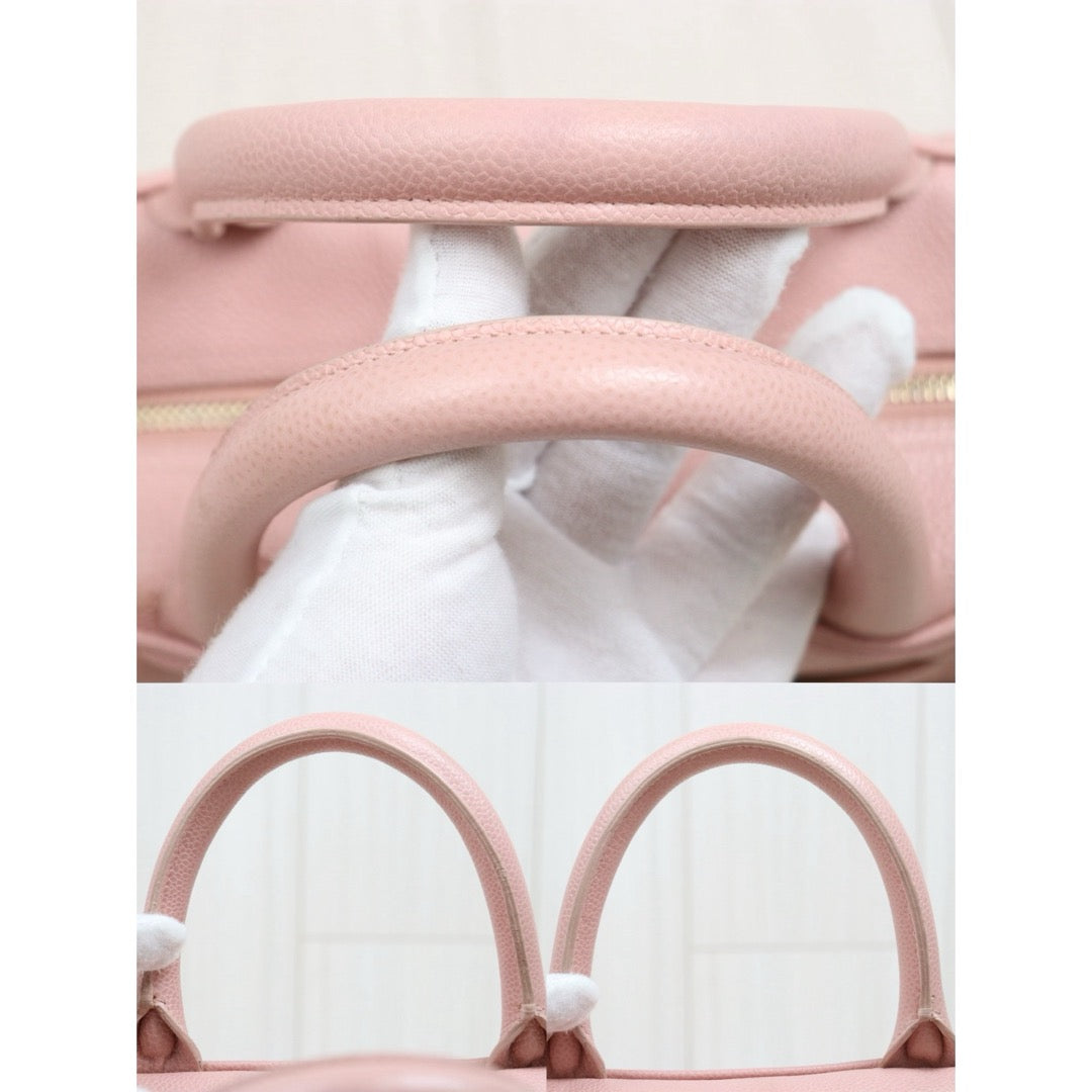 Include Entrupy Certificate of Authenticity｜Very Good ( Rank A)｜ CHANEL Caviar Skin  Calf Leather Bowling Hand Bag Pink Made In 2004～2005Year｜26052106