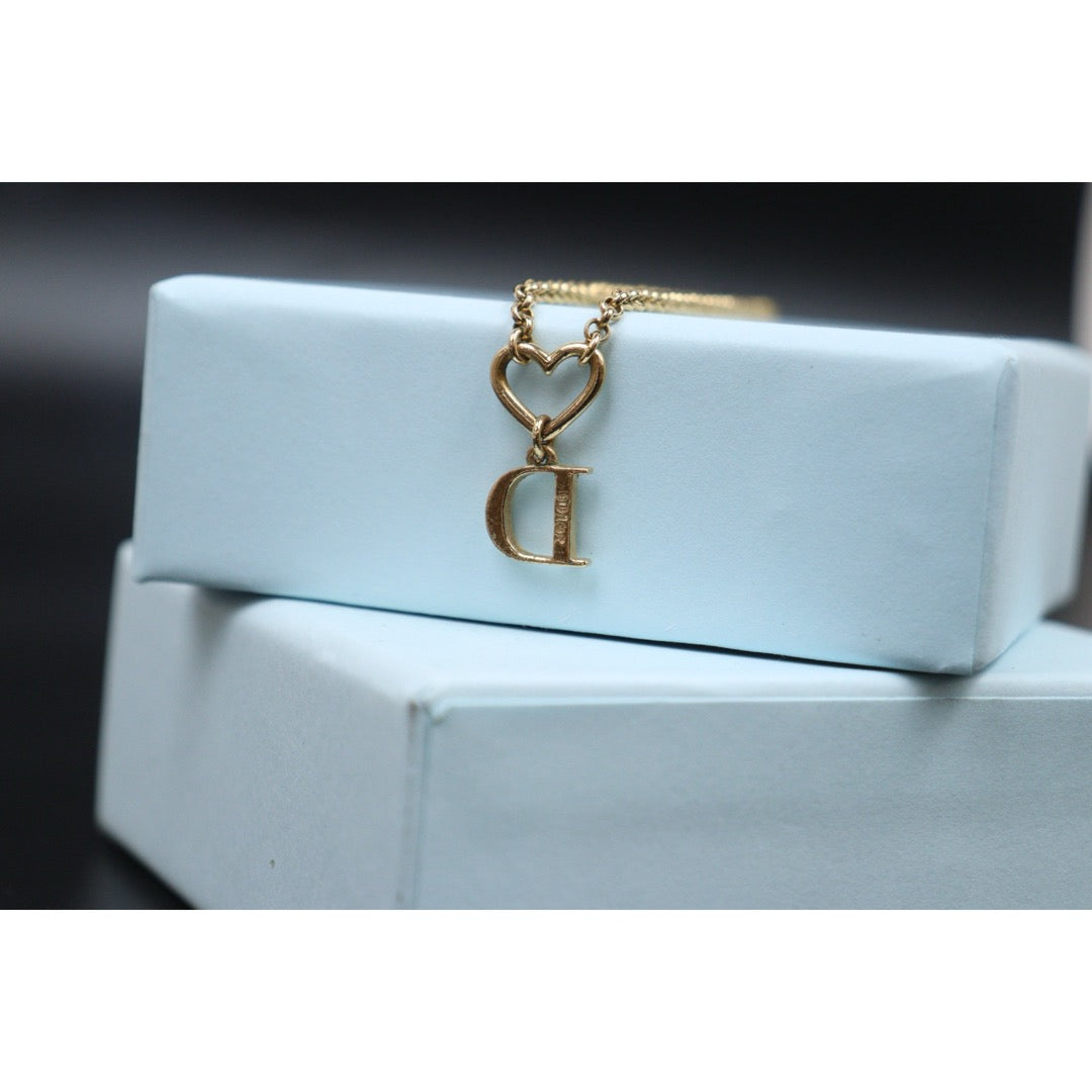 Good ( Rank AB)｜ Dior  Heart＆D Necklace Golden Plated ｜V25071015