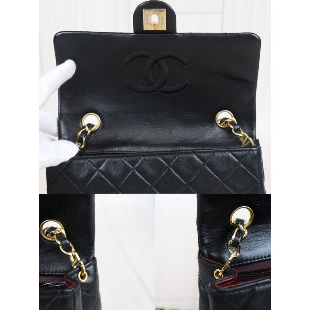 Rank AB ｜ CHANEL Black Lanbskin Square 20 Shoulder Bag Made In 1989～1991 Year｜23101211