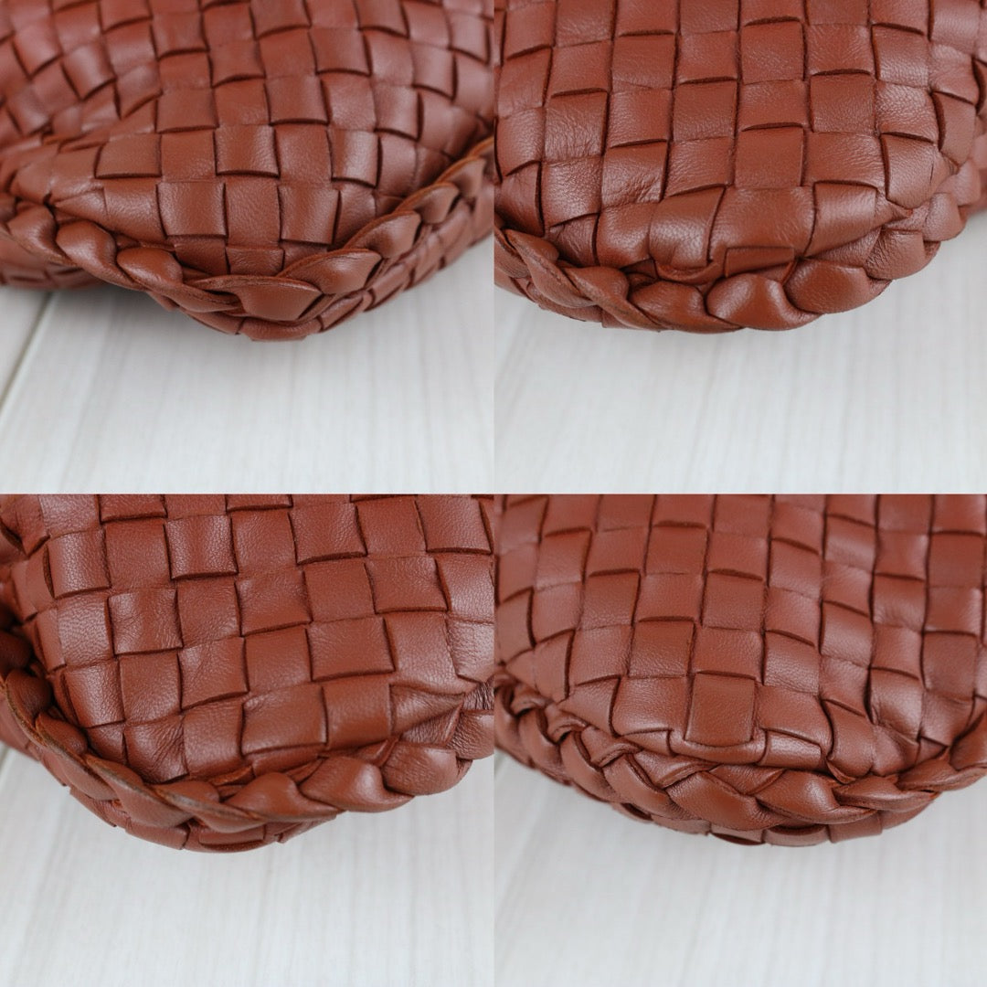 Good ( Rank AB)｜ Bottega Veneta Lamb Skin Braid Shoulder Bag Brick Red｜S25081804