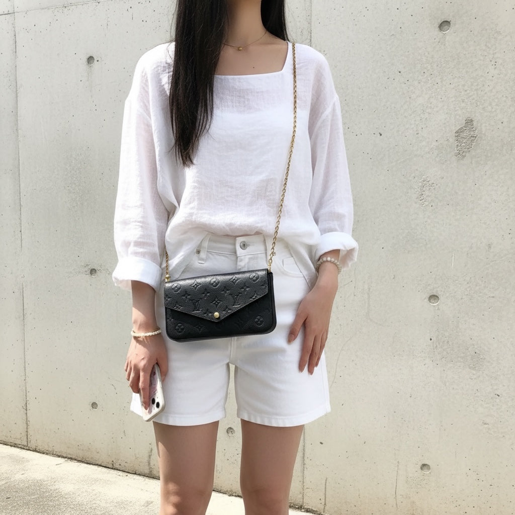 Include Entrupy Certificate of Authenticity｜Very Good ( Rank A)｜Louis Vuitton Monogram Empreinte Pochette Felicie Shoulder Bag Black｜S26042201