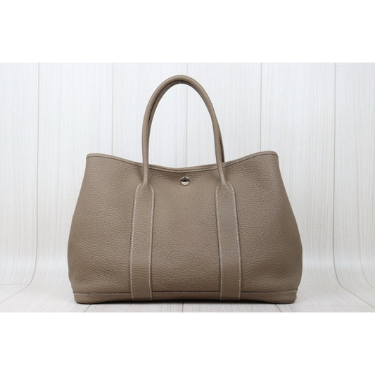 Good ( Rank AB)| HERMES Garden Party PM Taurillon Gray Handbag C Stamp Made in 2018 Year |25021901