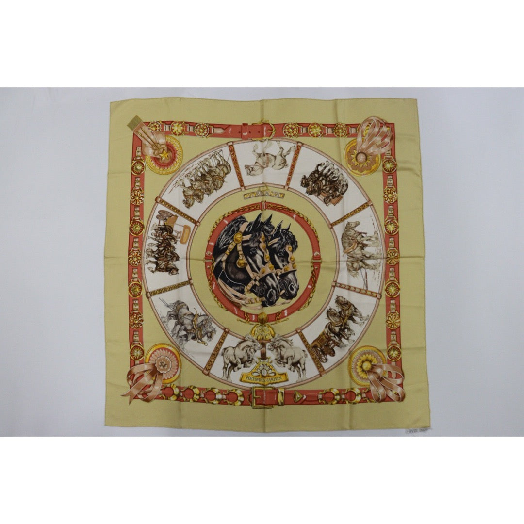 Good ( Rank AB) ｜ HERMES Chevaiix De Trait Scarf 90｜V25110602