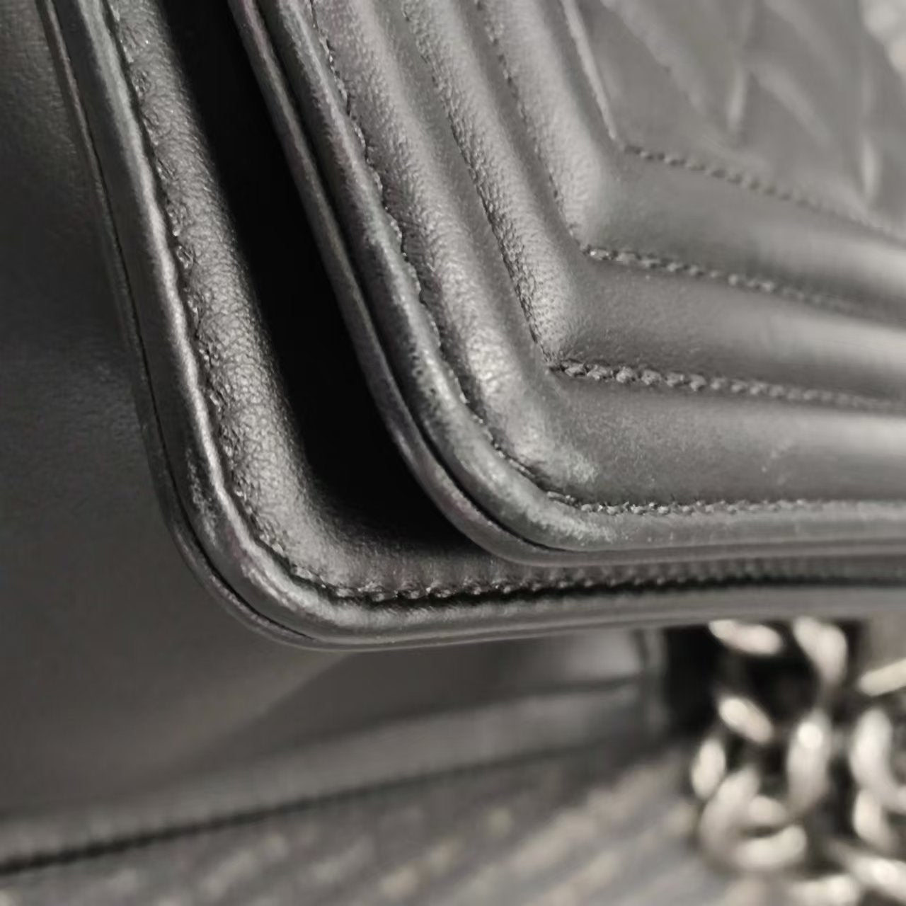 Good ( Rank AB)｜CHANEL Lamb Skin  LeBoy Chain Shoulder Bag Medium Black Made In 2019 Year