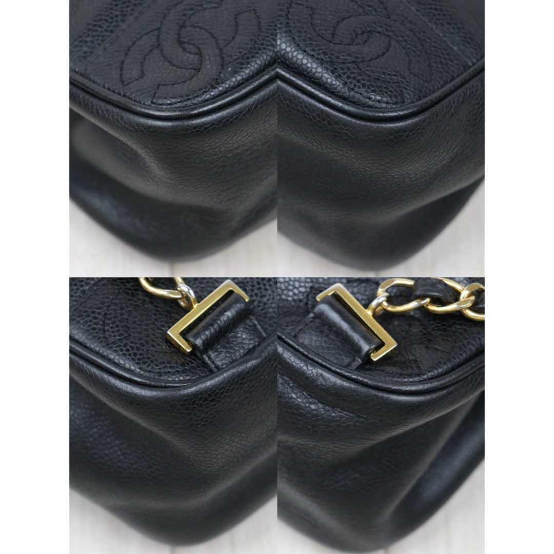 Good ( Rank AB)｜CHANEL  Caviar Skin Leather Calf Leather Backpack  Black Made in 1996-1997Year｜P25041405