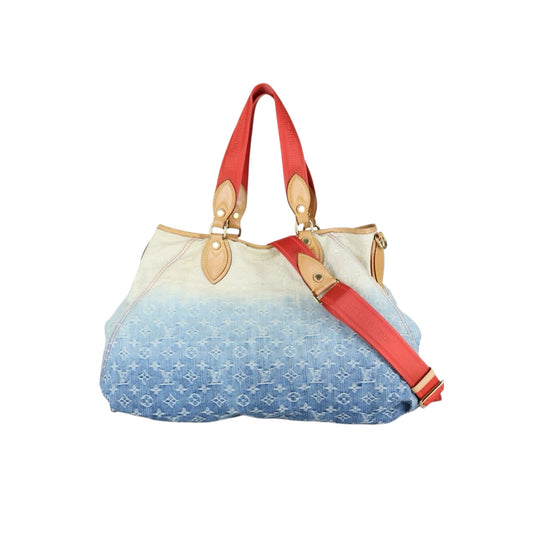 Include Entrupy Certificate of Authenticity｜Good ( Rank AB) ｜  Louis Vuitton Monogram Denim  Sunshine Blue Tote Bag Shoulder Bag  ｜S26010906