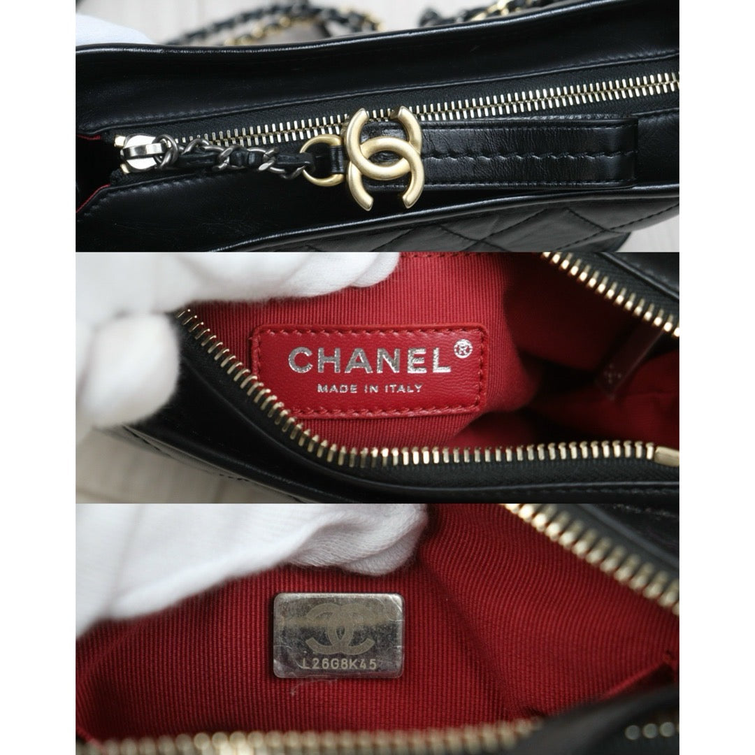 Include Entrupy Certificate of Authenticity｜Very Good ( Rank A) ｜CHANEL PM Gabrielle Calf Leather Shoulder Bag Black  IC Chips Model｜S26080611