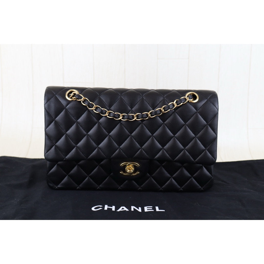 Very Good ( Rank A) ｜ CHANEL  Lamb Skin Black Double Flap 25 Medium Shoulder Bag Made in 2011 Year ｜H25011318