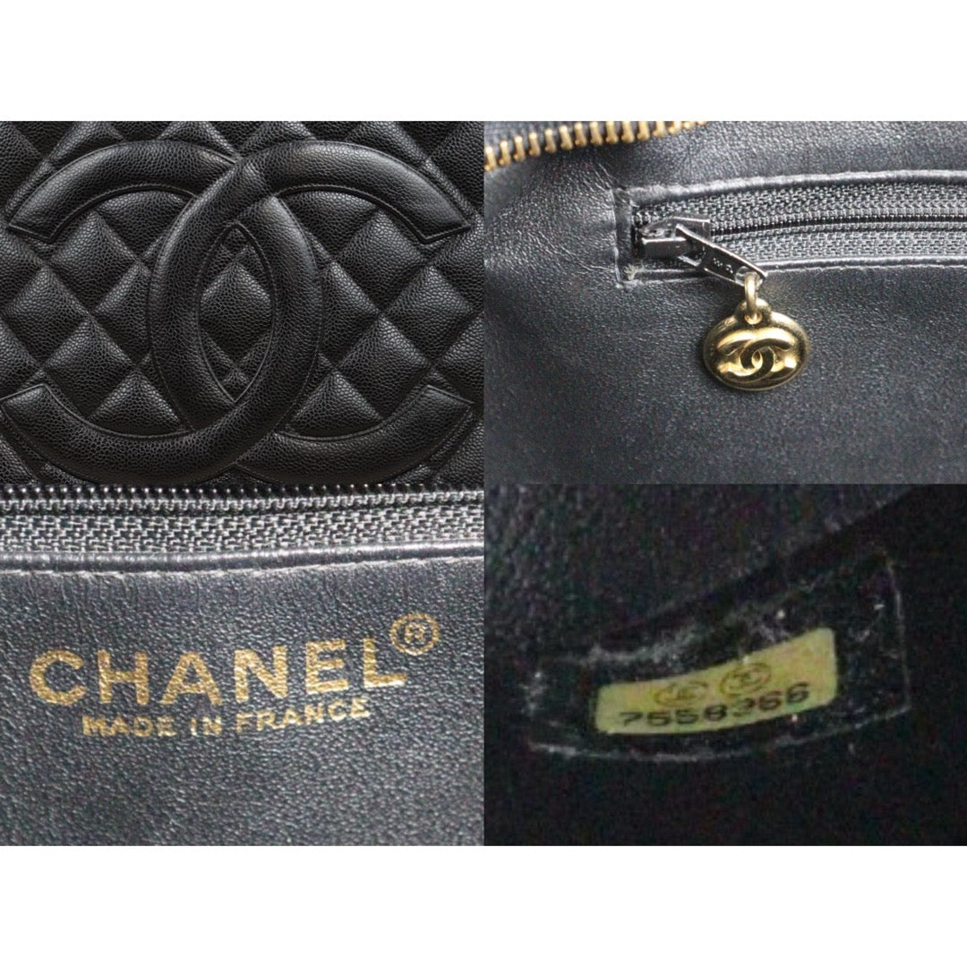 Very Good ( Rank A) ｜ CHANEL Caviar Skin Calf Leather Tote Bag Black Made In 2002～2003 Year｜25090402
