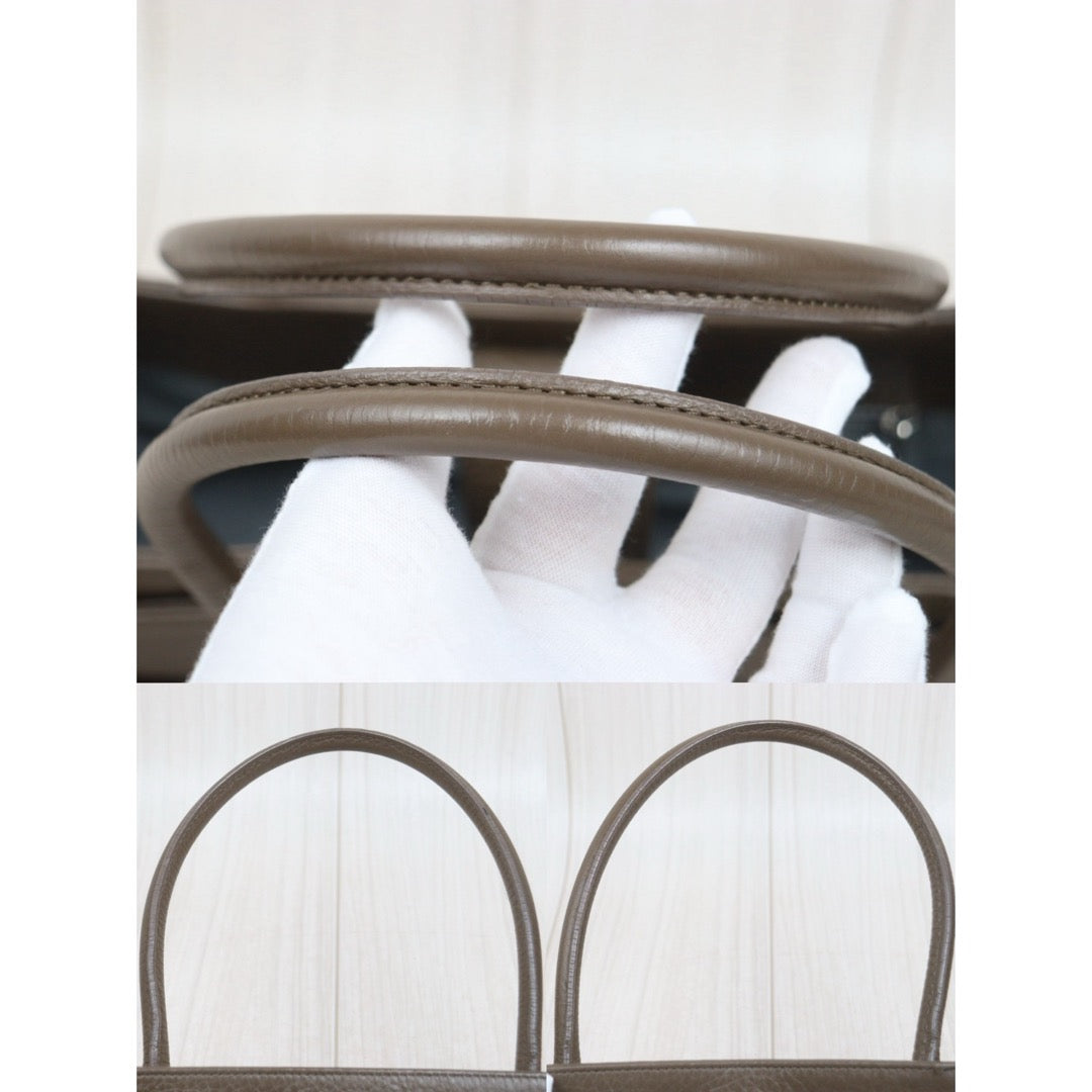 Good ( Rank AB) ｜CHANEL Calf Leather Cerf Tote Shoulder Bag PM Etoupe Gray Made in 2013-2014Year｜25121206