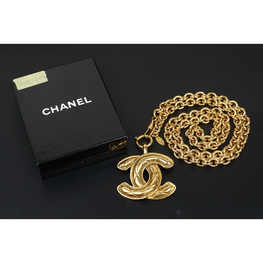 Very Good ( Rank A) ｜ CHANEL Coco Mark 24K Gold Plated Necklace｜24112104
