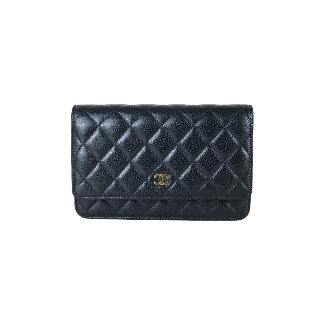 Include Entrupy Certificate of Authenticity｜Very Good ( Rank A) ｜Full Set CHANEL Matrasse Chain Caviar Skin WOC19 Shoulder Bag Black Made In 2020Year ｜S26031903