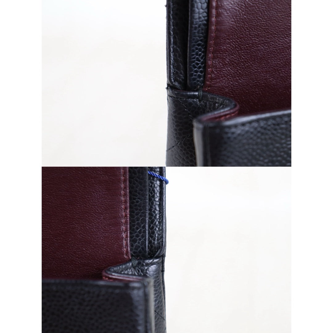 Good ( Rank AB)｜ CHANEL Caviar Skin Matrasse Chain Double Flap 25 Shoulder Bag Black Made In 2015~2016Year  ｜S26013006