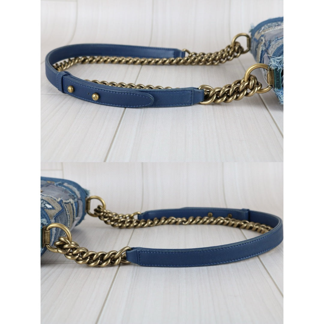 Very Good ( Rank A) ｜CHANEL Denim Blue Patch Work Leboy PM Made in 2014-2015 Year｜F25012301