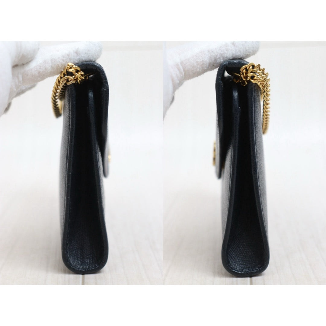 Include Entrupy Certificate of Authenticity｜Good ( Rank AB)｜ Dior  Vintage Chain Shoulder Bag Navy Blue｜26041606