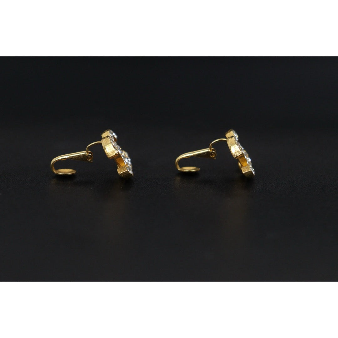 Very Good ( Rank A) ｜ CHANEL Coco Mark 18K Gold Rhinestone Earrings ｜25111409