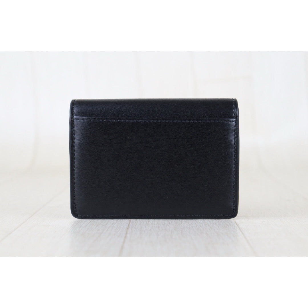 Include Entrupy Certificate of Authenticity｜Very Good ( Rank A)｜CELINE Calf Leather Box Black  Card Holder Golden Hardware｜S26030832