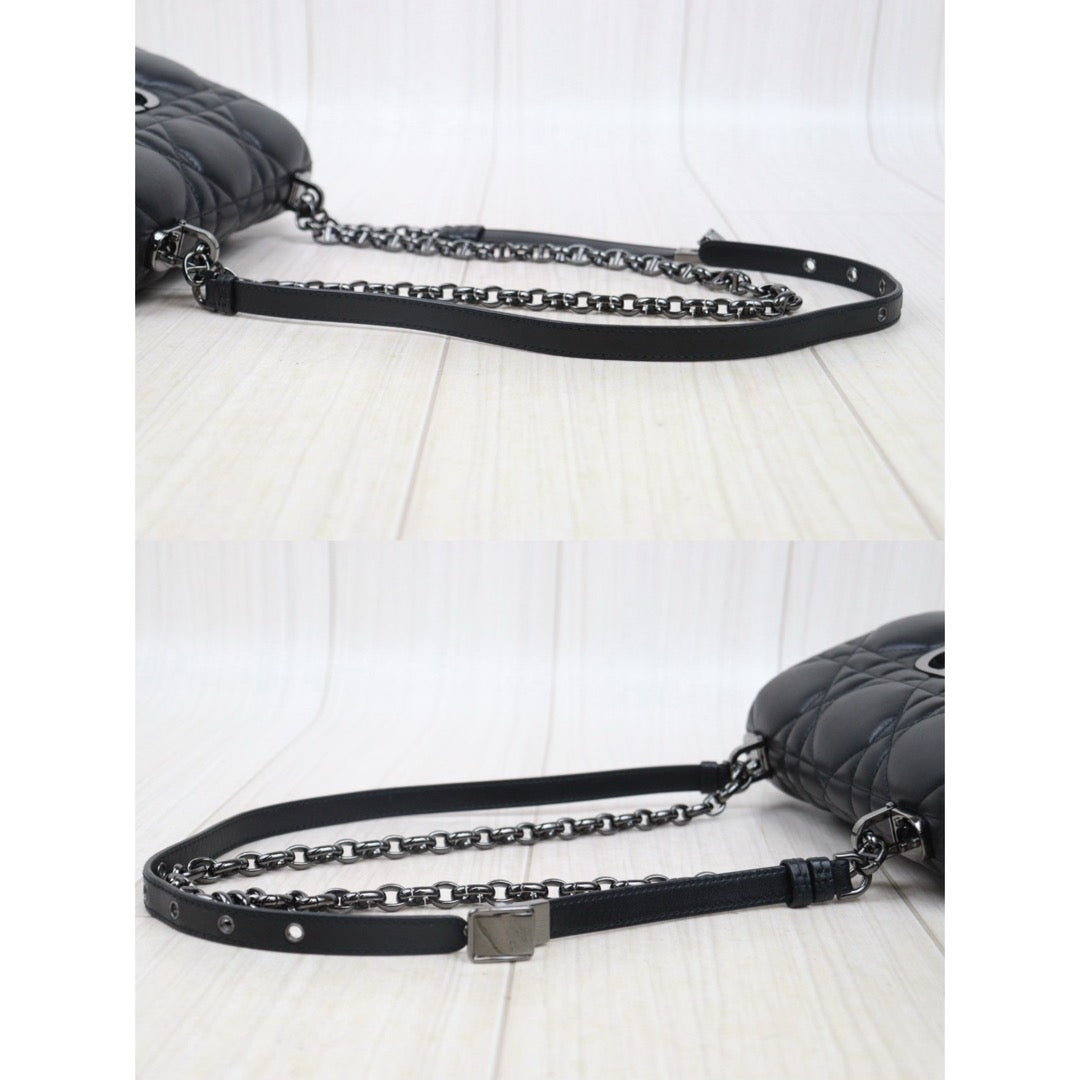 Very Good ( Rank A) ｜Dior Caro Matelasse Chain Calf Leather Shoulder Bag PM So Black  ｜S25071010
