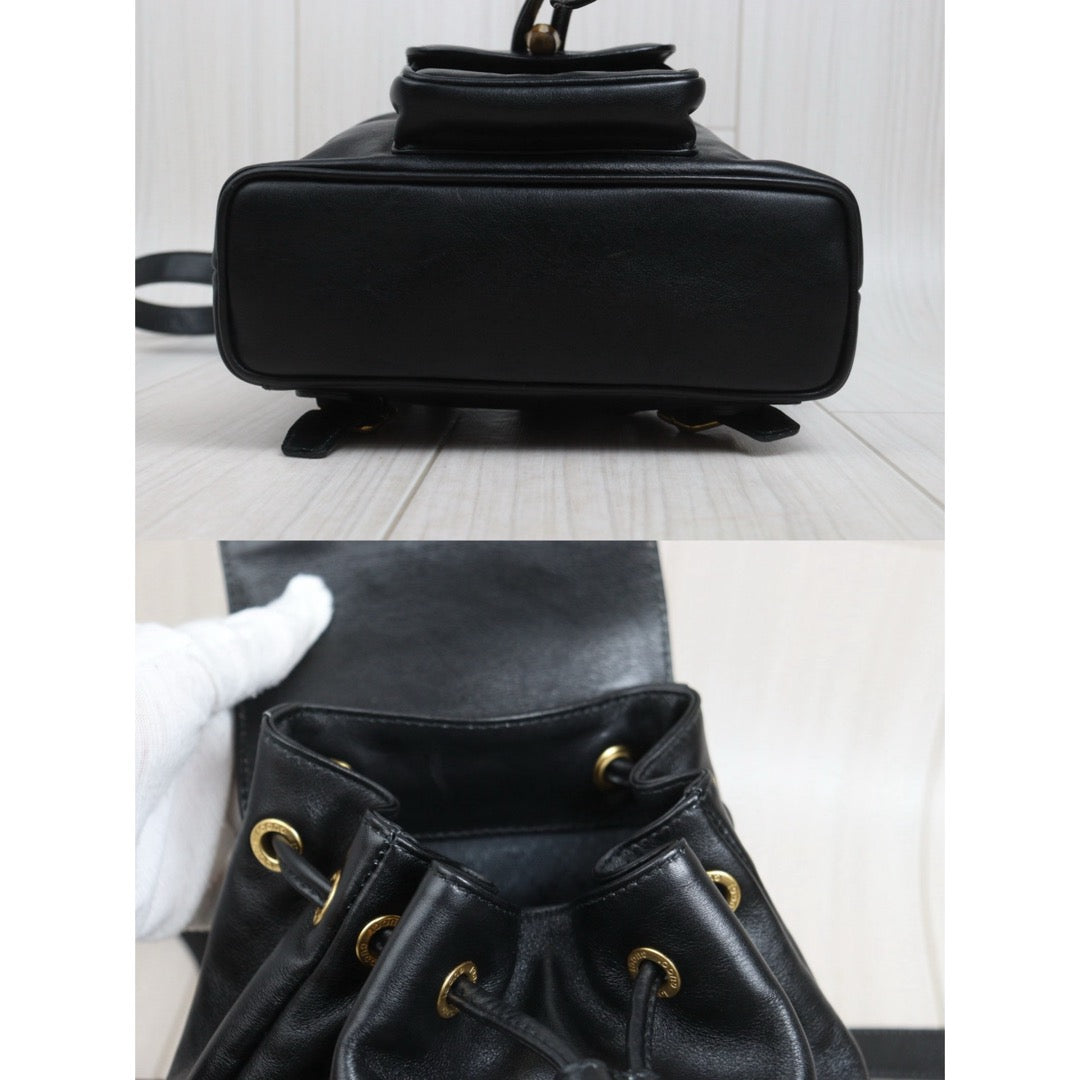 Include Entrupy Certificate of Authenticity｜Good ( Rank AB)｜  GUCCI Bamboo Calf Leather Black Backpack｜26092204