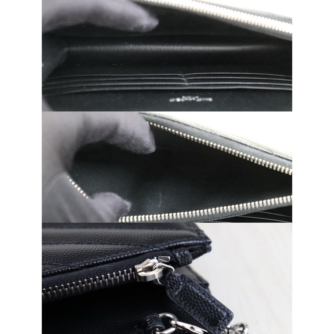 Excellent（Rank SA）｜  Saint Laurent YSL Caviar Skin Calf Leather Wallet Black｜S25092805