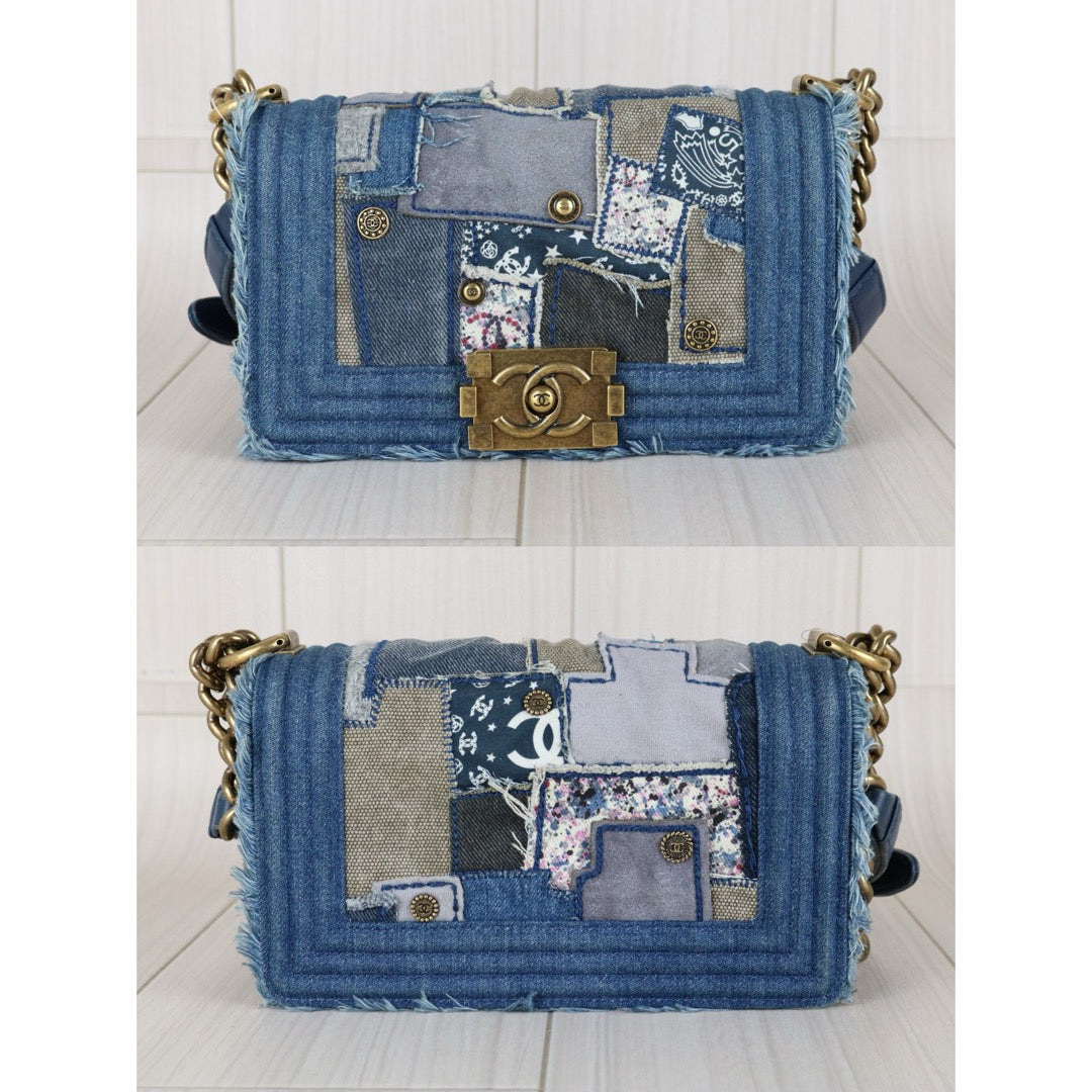Very Good ( Rank A) ｜CHANEL Denim Blue Patch Work Leboy PM Made in 2014-2015 Year｜F25012301