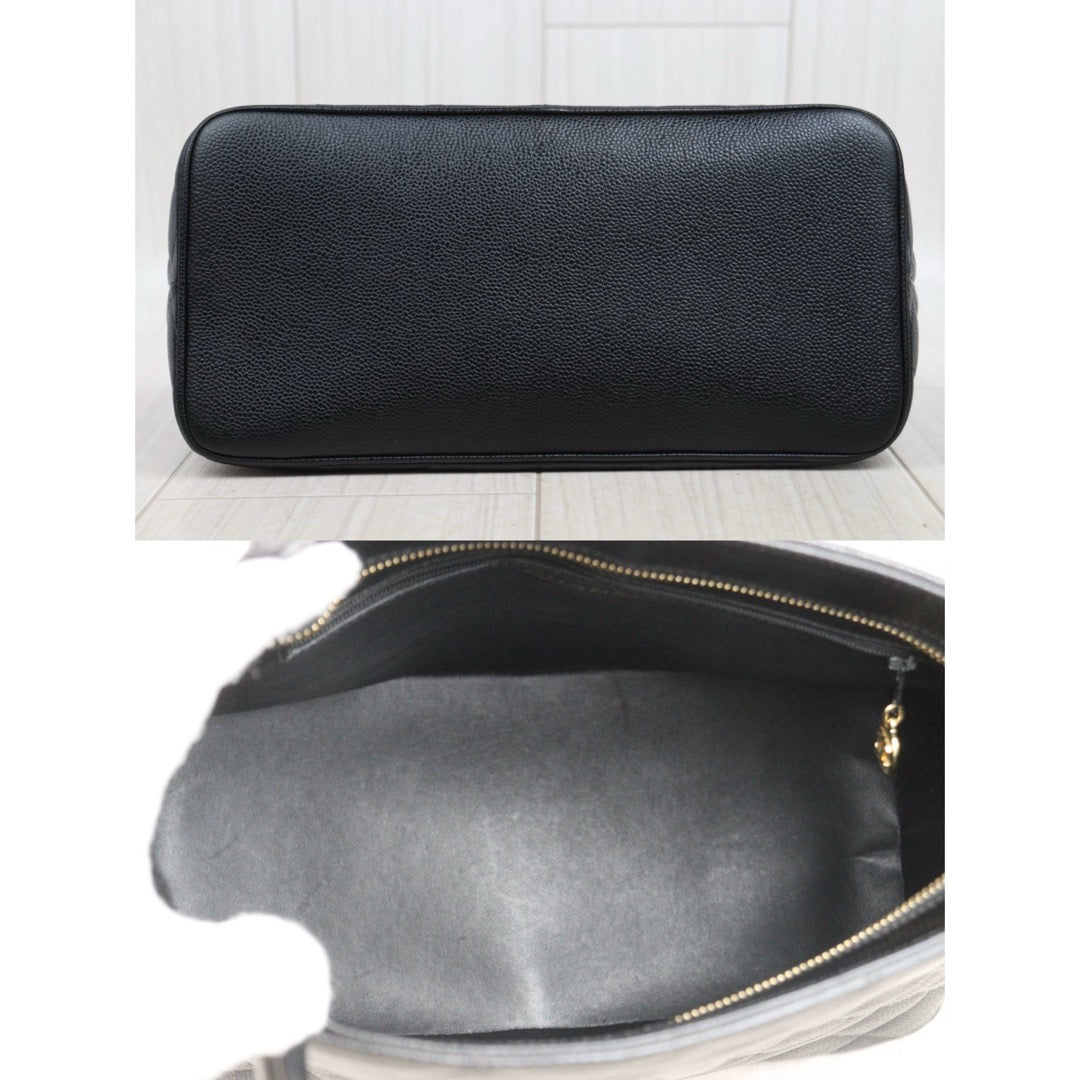 Very Good ( Rank A) ｜ CHANEL Caviar Skin Calf Leather Tote Bag Black Made In 2002～2003 Year｜25090402