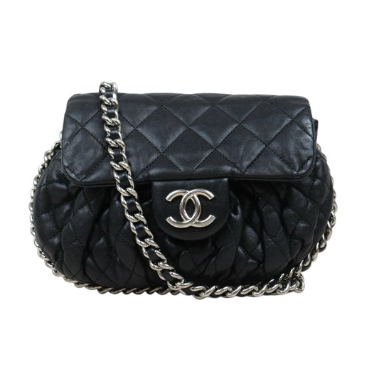 Very Good ( Rank AB)｜ CHANEL Calf Leather Chain Around Cloud Bag Shoulder Bag Black PM Made In 2012-2013Year｜L25111601