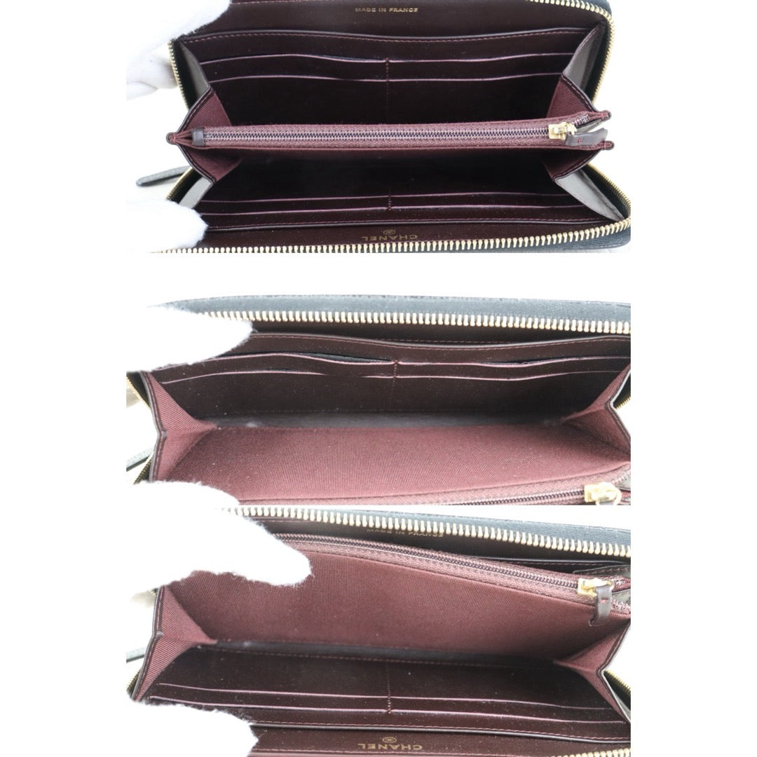 Include Entrupy Certificate of Authenticity｜Very Good ( Rank A)｜CHANEL Matlasse Caviar Skin Classic Long Zip Wallet Black Made In 2014-2015 Year｜S26080104