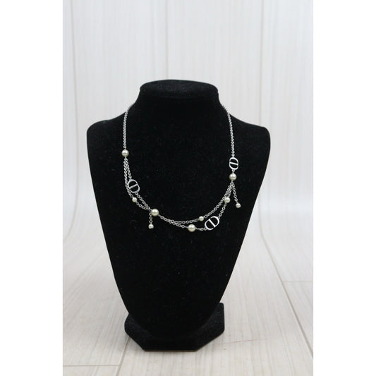 Good ( Rank AB)｜ Dior  CD Pearl Necklace Silver Plated ｜V25100720