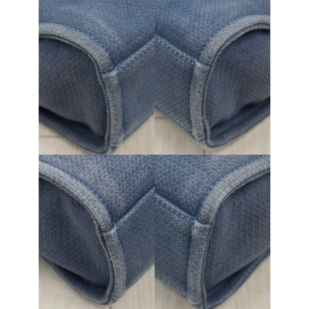Good ( Rank AB)｜ CHANEL Deauville PM Canvas Chain Tote Bag Blue Made In 2012Year｜V25111001