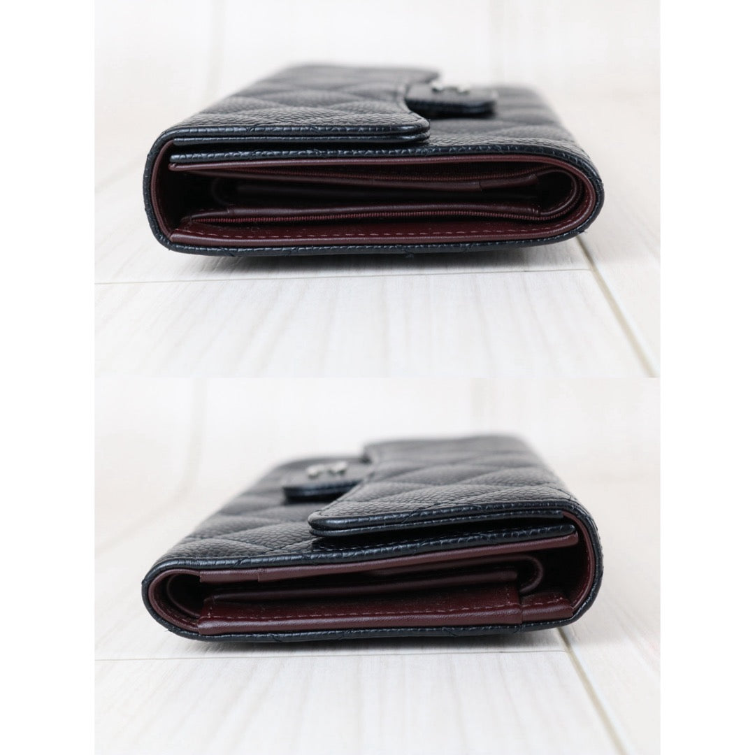 Include Entrupy Certificate of Authenticity｜Very Good ( Rank A)｜CHANEL Caviar Skin Black Long Wallet Made In 2016-2017Year｜X26041306