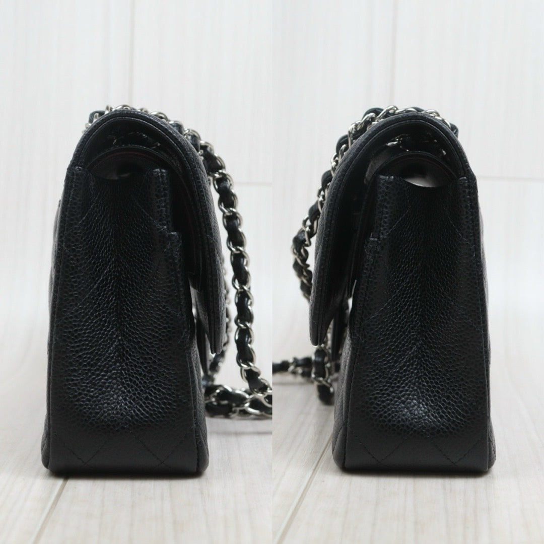 Include Entrupy Certificate of Authenticity｜Very Good ( Rank A)｜ CHANEL Caviar Skin Matrasse Chain Double Flap 25 Shoulder Bag Black Made In 2019-2020Year  ｜S26080607