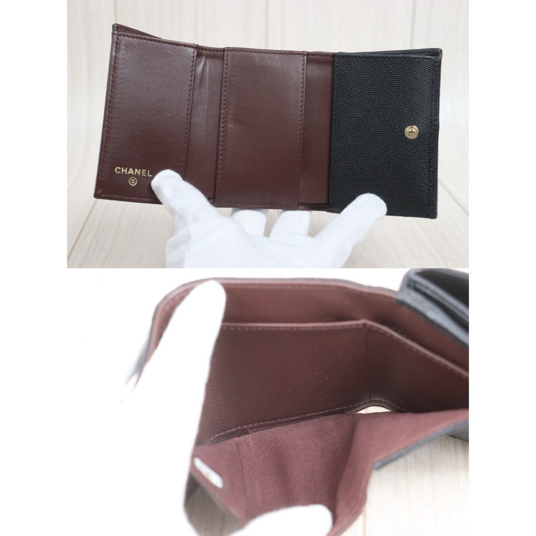Include Entrupy Certificate of Authenticity｜Very Good ( Rank A)｜ Chanel Caviar Skin Black Wallet IC Chips Model ｜26082004