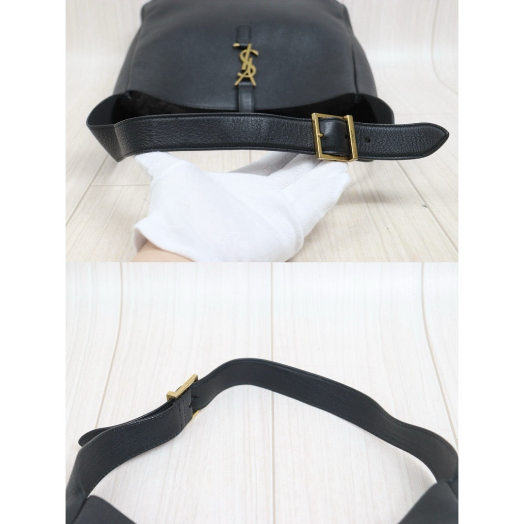 Include Entrupy Certificate of Authenticity｜Good ( Rank AB)｜  Saint Laurent YSL Calf Leather Hobo Shoulder Bag Black MM｜S26060618