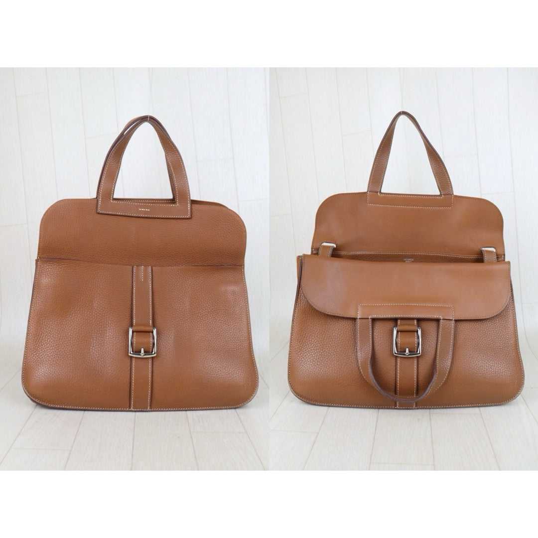Good ( Rank AB)｜ Hermes Halzan 31 TC Leather Handbag Shoulder Bag Golden Brown C Stamp Made In 2018 Year｜H25081804
