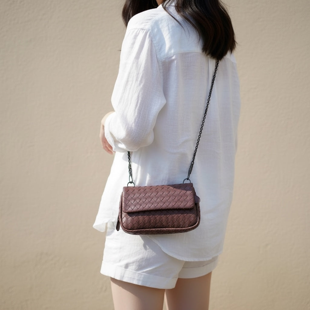 Include Entrupy Certificate of Authenticity｜Good ( Rank AB)｜ Bottega Veneta Lamb Skin Chain Shoulder Bag Cameo Brown｜S26053010