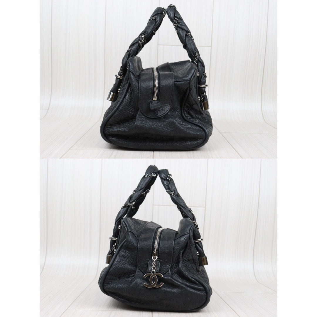 Good ( Rank AB)｜ CHANEL Calf Skin  Handbag Bag Black Made In 2006～2008Year ｜Q24031317