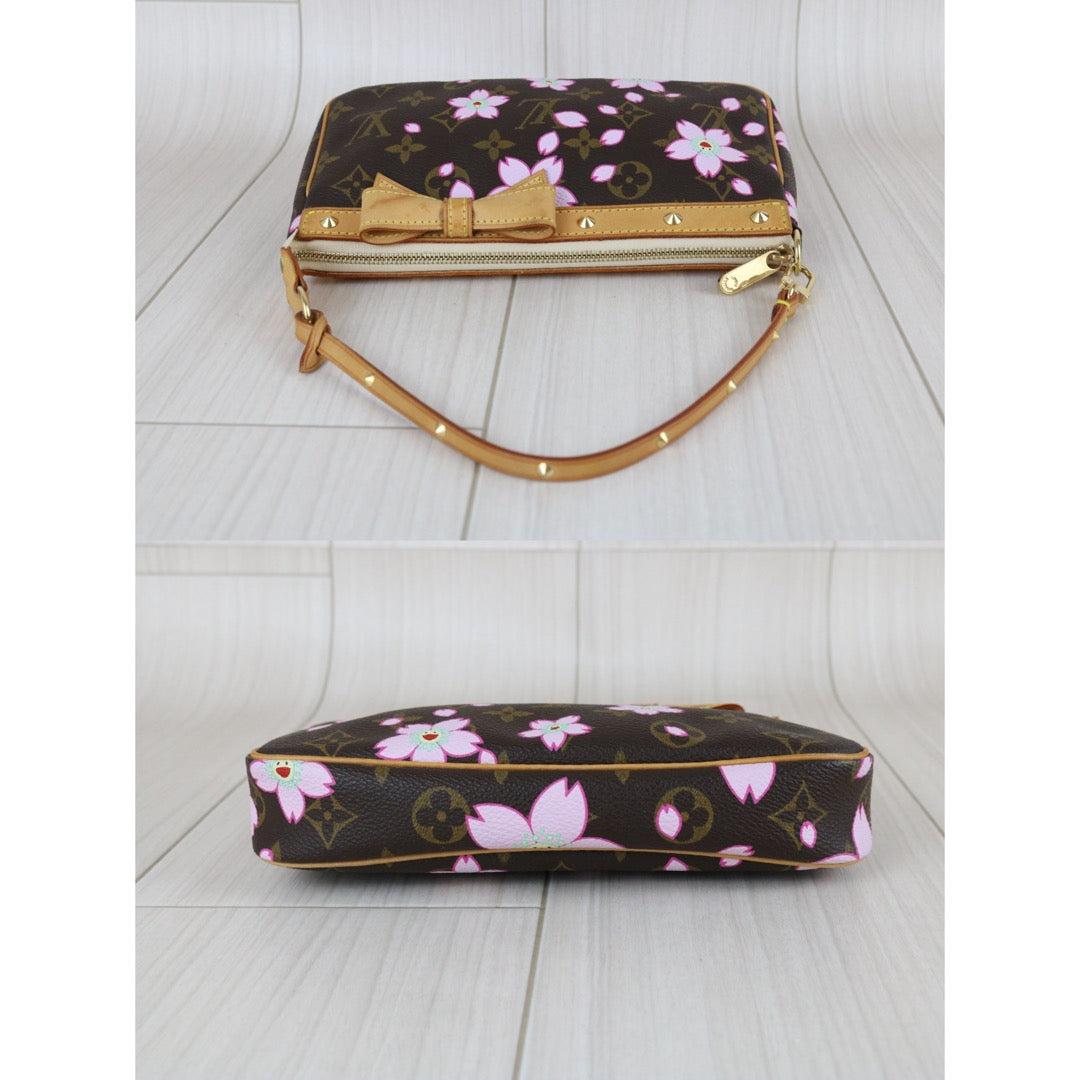 Include Entrupy Certificate of Authenticity｜Very Good ( Rank A) ｜  Louis Vuitton Takashi Murakam Sakura Monogram  Pochette Accessoires Limited edition｜S26031505