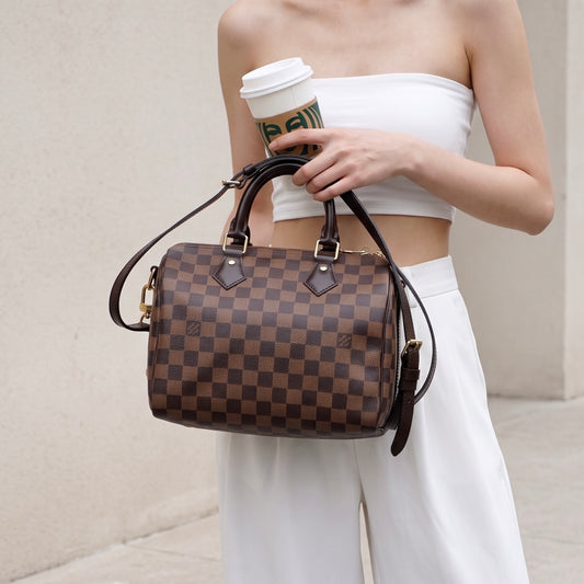 Include Entrupy Certificate of Authenticity｜Good ( Rank AB)｜ Louis Vuitton Damier Speedy 25 Hand Bag With Shoulder Strap｜S26072541