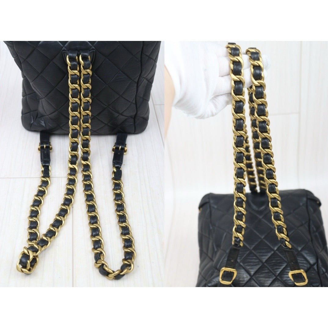 Good ( Rank AB)｜CHANEL  Lamb Skin Duma Backpack  Black Made in 1996-1997 Year｜P24092404