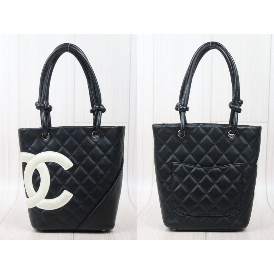 Good ( Rank AB) ｜ CHANEL Cambon Line Mini ToteBag Black White Made In 2003-2004 Year｜V24103117