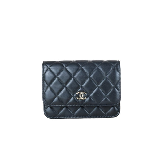 Very Good ( Rank A)｜ CHANEL Coco Mark Lambskin Pearl  Chain Mini WOC16  Black Made In 2021-2022Year｜W25082803