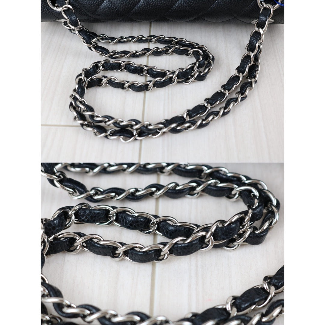 Include Entrupy Certificate of Authenticity｜Very Good ( Rank A)｜ CHANEL Caviar Skin Calf Leather Double Flap 25 Shoulder Bag Karl Lagerfeld Signed Limited Edition Made in 2008-2009 Year｜X26040822