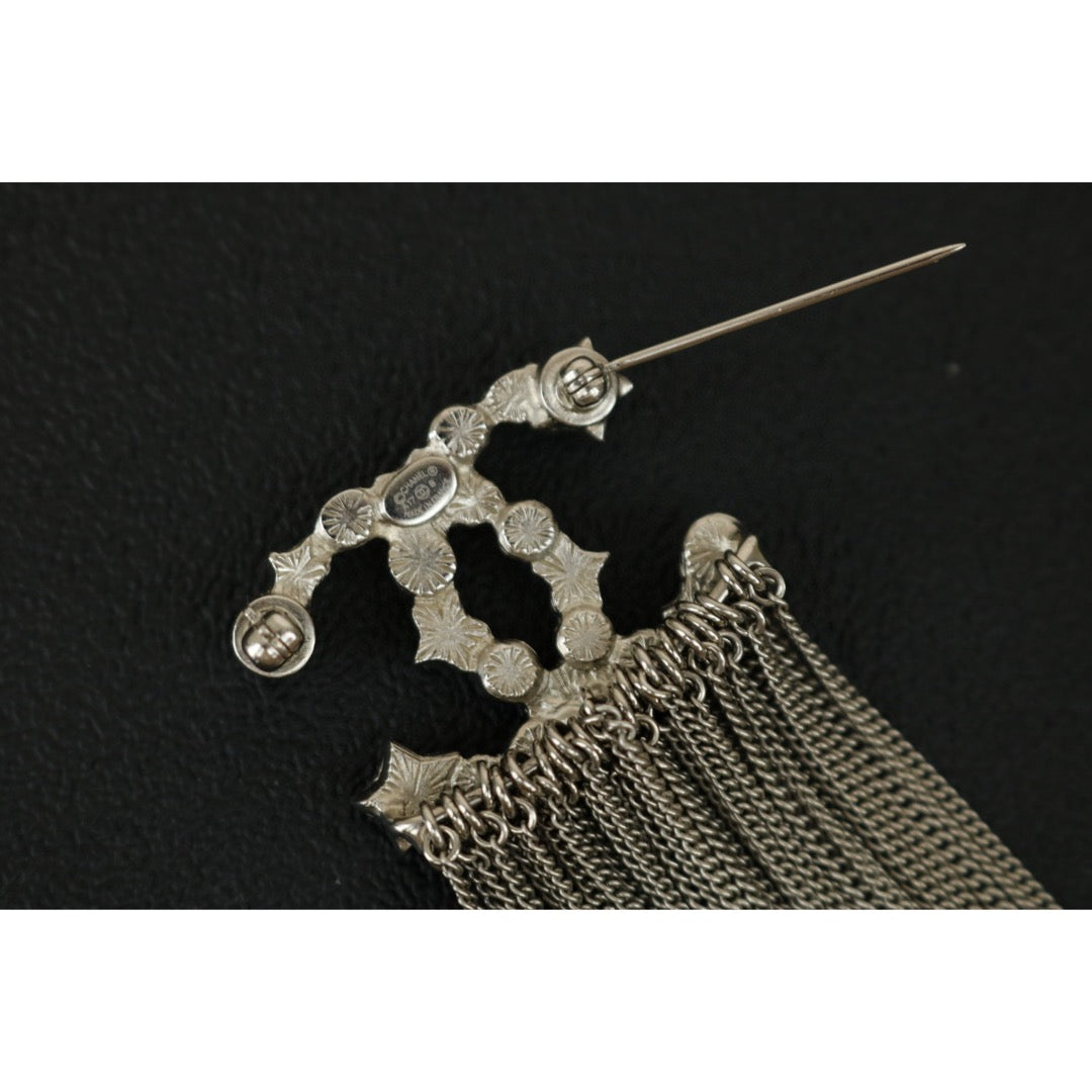 Very Good ( Rank A)｜ CHANEL  Coco Mark Silver Colorblock Pearl  Brooch ｜F25012308