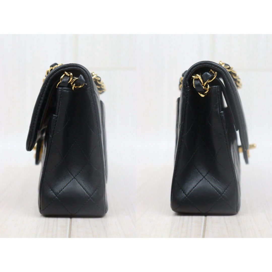 Very Good ( Rank A)｜ CHANEL Lamb Skin Matrasse Double Flap 23 Shoulder Bag  Black Made In 1997-1999Year｜S25072901